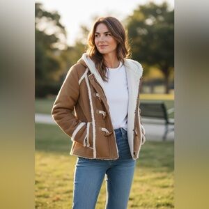 Women's Brown Toggle Coat